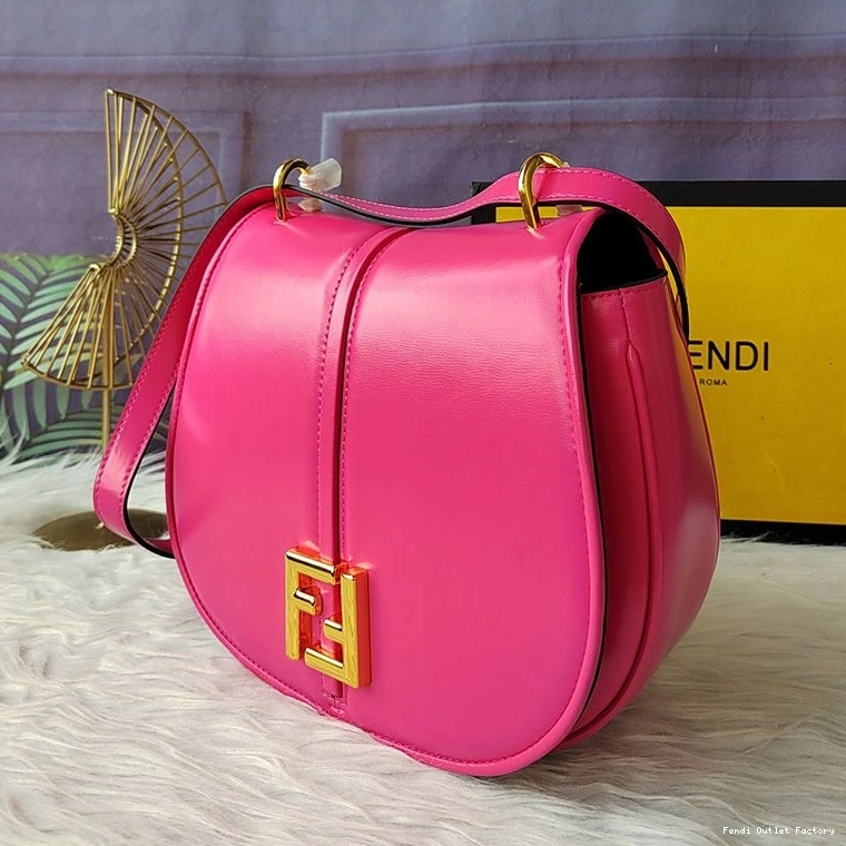 Vintage HOT Bag Leather C'mon In Rose Medium Calf Fendi 0803